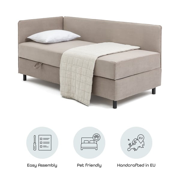 Taupe polsterdatud üheinimesevoodi koos panipaiga ja madratsiga 120x200cm Avela - Bonami Selection-image-4