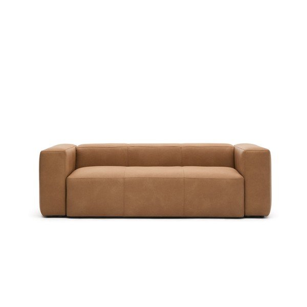 Pruun nahkdiivan 240 cm Blok - Kave Home