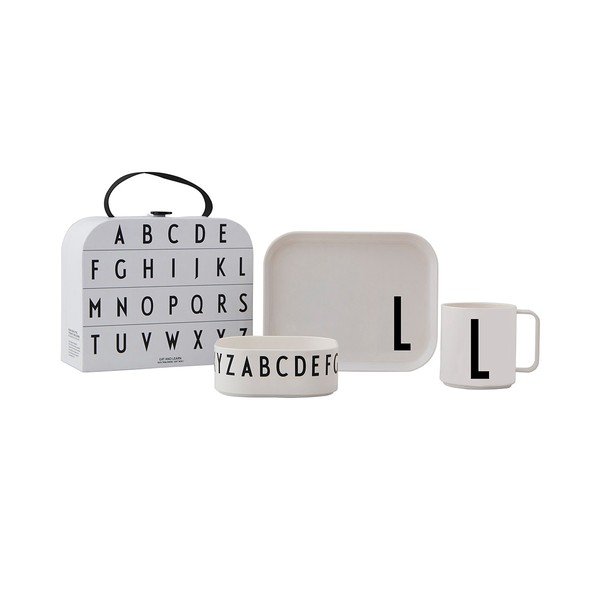 3-osaline laste söögikomplekt koos kohvriga Classics L A-Z - Design Letters