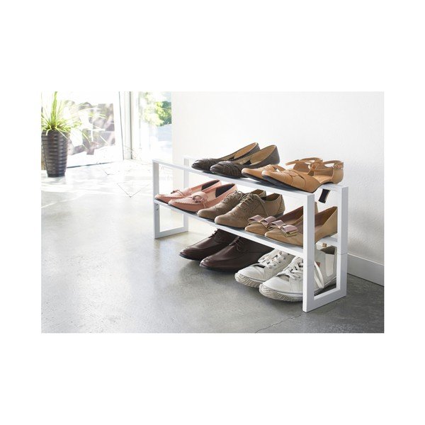 Valge metallist teleskoopiline jalanõude riiul Line - YAMAZAKI-image-2