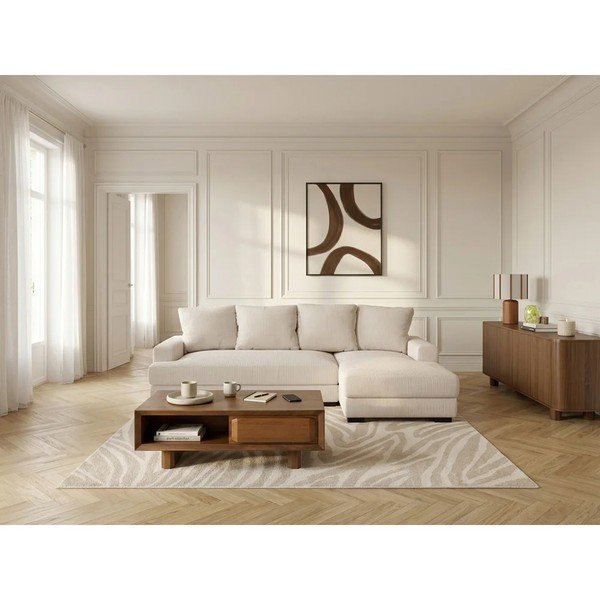 Beež velvetist diivanvoodi/panipaigaga nurgadiivan (parem nurk/diivanvoodiga) Campi - Bobochic Paris-image-1