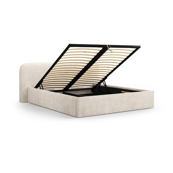 Beež polsterdatud kaheinimesevoodi koos panipaiga ja voodipõhjaga 180x200 cm Elizabeth - Micadoni-image-2