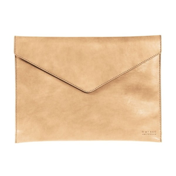 Béžový kožený obal na notebook 13" ve tvaru obálky O My Bag Office