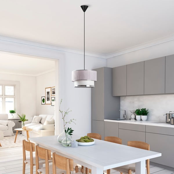 Hall-hõbedane rippvalgusti tekstiilist varjuga ø 30 cm Cake - Opviq lights-image-1