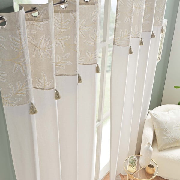 Valge-beež puuvillaseguga kardin 140x240 cm Altea - douceur d'intérieur-image-3