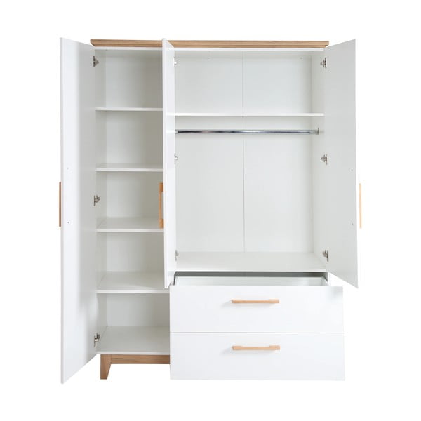 Valge laste riidekapp tammepuust 135x200 cm Finn - Roba-image-3