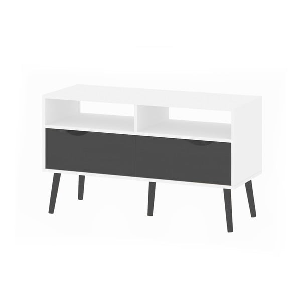 TV stolek se 2 zásuvkami a černými detaily Evergreen House Delta, délka 98,6 cm
