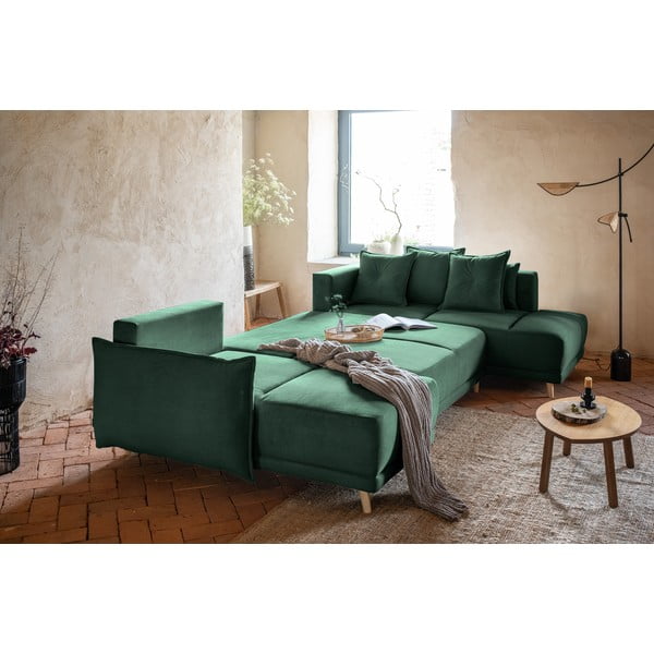 Roheline velvetist nurgadiivanvoodi (parem nurk/"U") Lazy Lukka - Miuform-image-4