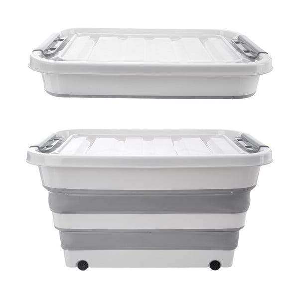 Valge-hall plastikust hoiukarp koos kaanega 54x39x28 cm Kemp - Orion