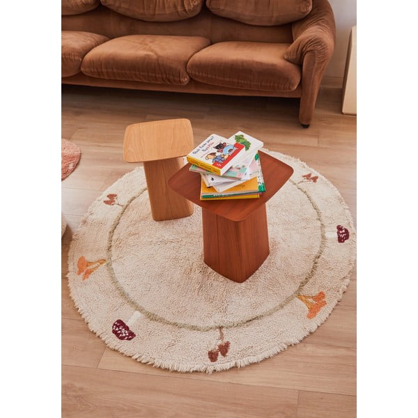 Beež pestav käsitsi kootud puuvillane laste vaip ø140 cm Chanterelle - Lorena Canals-image-1