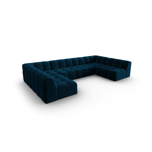 Tumesinine sametne nurgadiivan (U-kujuline) Kendal - Micadoni Home-image-3