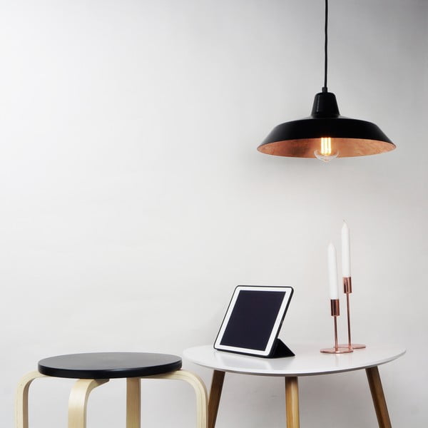 Černé stropní svítidlo s detailem v měděné barvě Bulb Attack Cinco-image-1