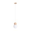 Valge/naturaalne täispuidust ripplamp klaasist varjuga, läbimõõduga 11 cm Glim - Sollux