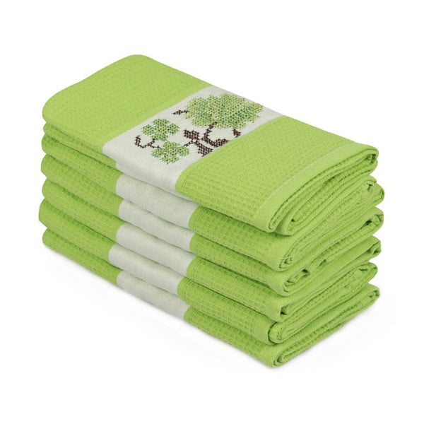 Sada 6 zelených ručníků z čisté bavlny Simplicity, 45 x 70 cm