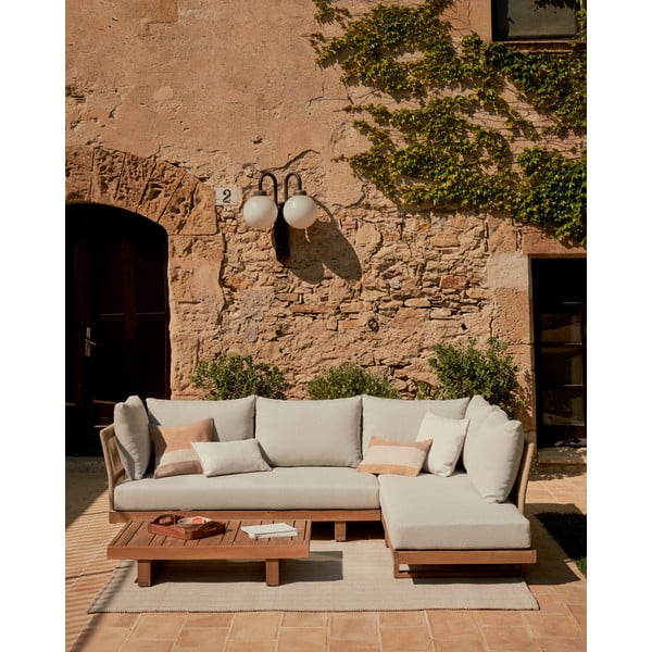 Aiakomplekt 5-le inimesele, kreem-puiduvärvi, valmistatud täispuidust akaatsiast Raco - Kave Home-image-1