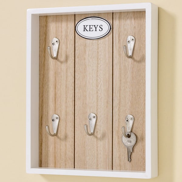 Dřevěný nástěnný držák na klíče Boltze, 25 x 20 cm