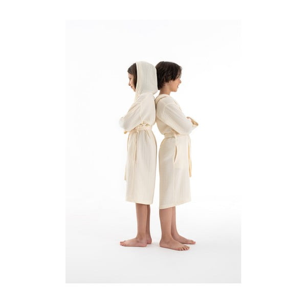 Kreem musliinist laste hommikumantel, suurus 7-8 aastat Muslin - Foutastic-image-2