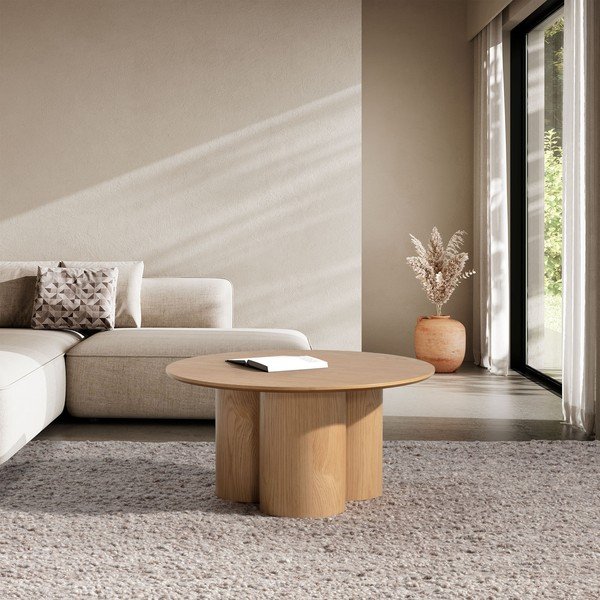 Ümmargune tammepuust kohvilaud, läbimõõduga 80 cm Lua - MOME-image-1