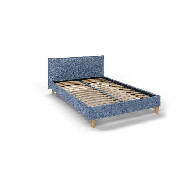 Sinine kaheinimese pehmendusega voodi koos restiga 140x200 cm Tina - Ropez