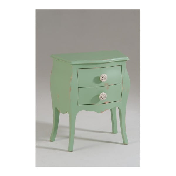 Zelený dřevěný noční stolek se 2 zásuvkami Castagnetti Isabeau