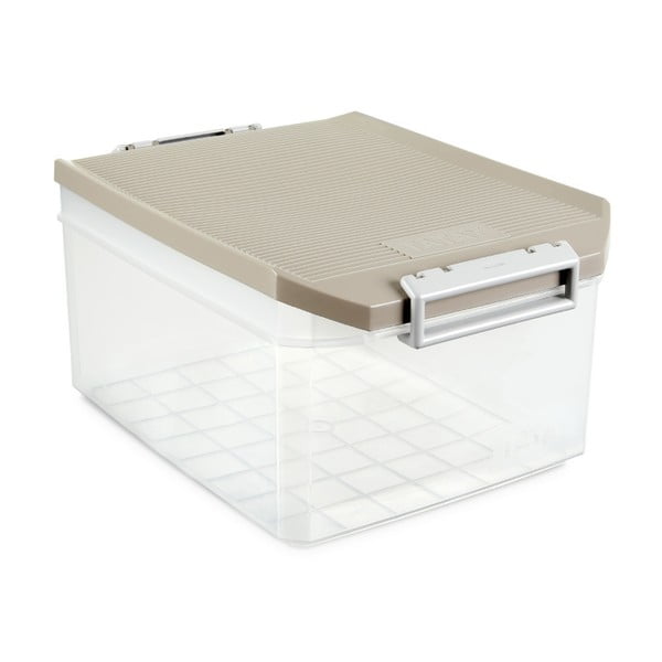 Průhledný úložný box s béžovým víkem Ta-Tay Storage Box, 14 l