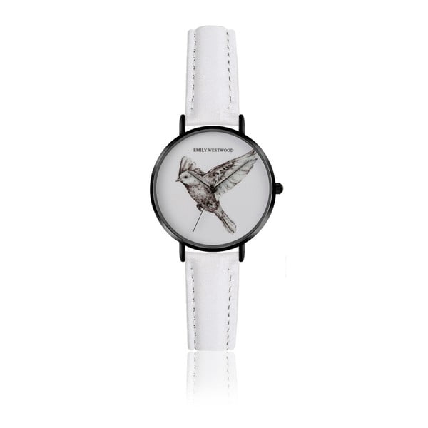 Dámské hodinky s bílým páskem z pravé kůže Emily Westwood Bird