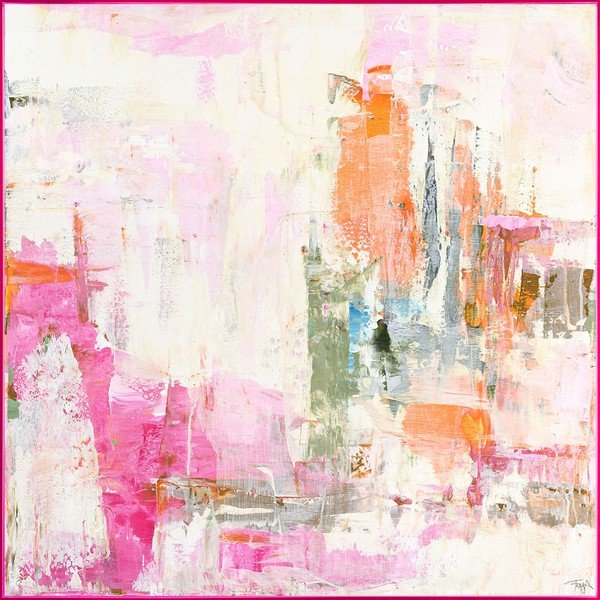 Trükitud/käsitsi maalitud elementidega pilt raamiga/lõuendil 102x102 cm New Age Pink - Malerifabrikken