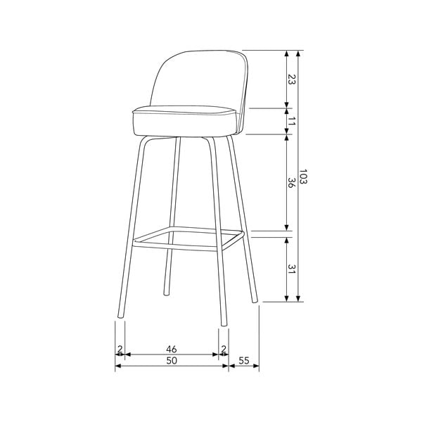 Helesinine sametist baaritool 103 cm Vogue - WOOOD-image-2