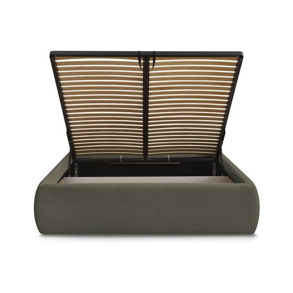 Tumeroheline polsterdatud kaheinimesevoodi koos panipaiga ja voodipõhjaga, ilma peatsita 180x200 cm Inera - Bobochic Paris-image-4