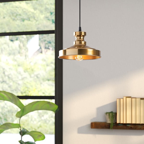 Kuldne rippvalgusti metallist varjuga ø 22 cm Berceste - Opviq lights-image-1