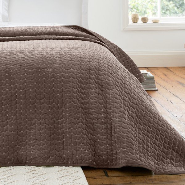 Tumepruun sametist tepitud voodikate 240x260 cm Attica Velvet - Bianca-image-1