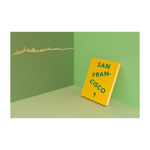 Pozlacená nástěnná dekorace se siluetou města The Line San Francisco