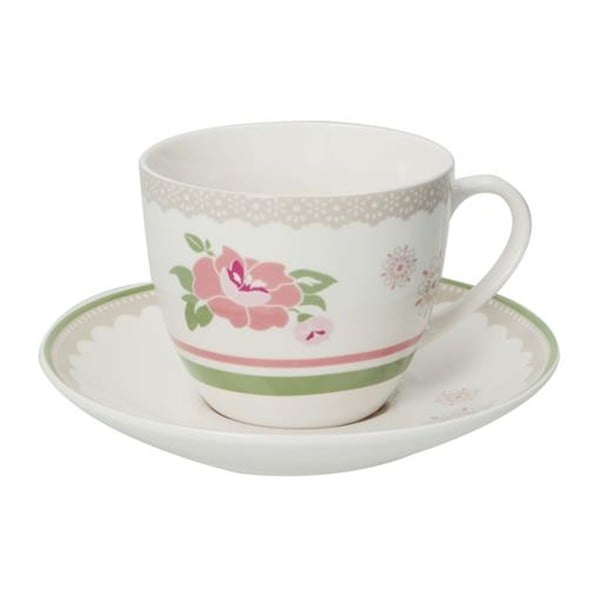 Sada 2 hrnků s podšálkem z kostního porcelánu Brandani