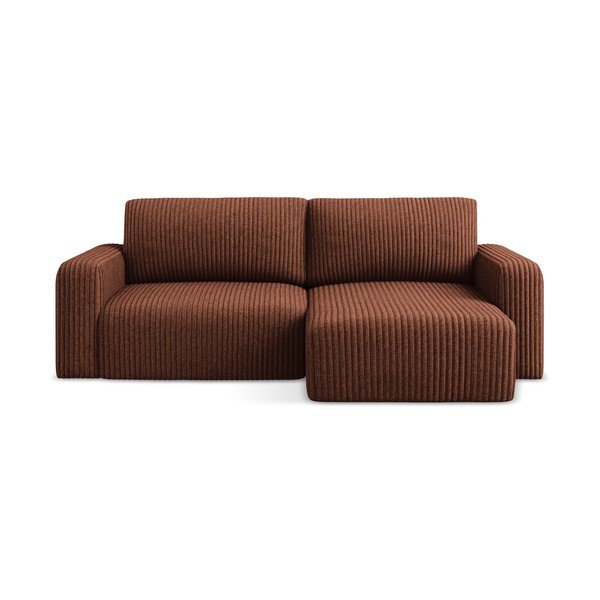 Korduroy-diivanvoodi/panipaigaga nurgadiivan terrakota värvi (parem nurk/diivanvoodiga) Kona - Makamii