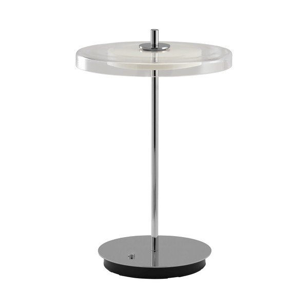 Hõbedane terasest LED-lauavalgusti USB-pordiga ja klaasist varjuga (kõrgus 31 cm) Asteria Move - UMAGE-image-3