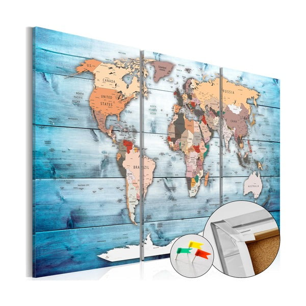 Vícedílná nástěnka s mapou světa Artgeist Sapphire Travels, 60 x 40 cm