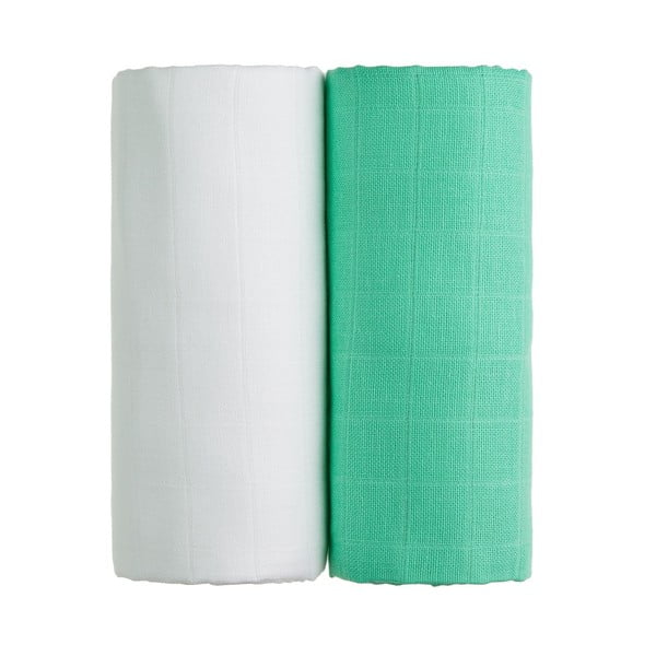 2 puuvillast rätikuga komplekt, valge ja roheline, 90 x 100 cm. Tetra - T-TOMI