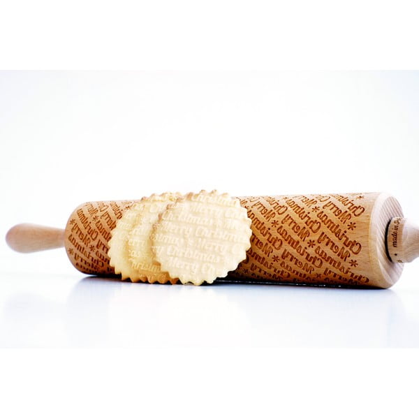 Puidust jõulukujuline reljeefne tainarull koos Merry Christmas - Valek-image-3