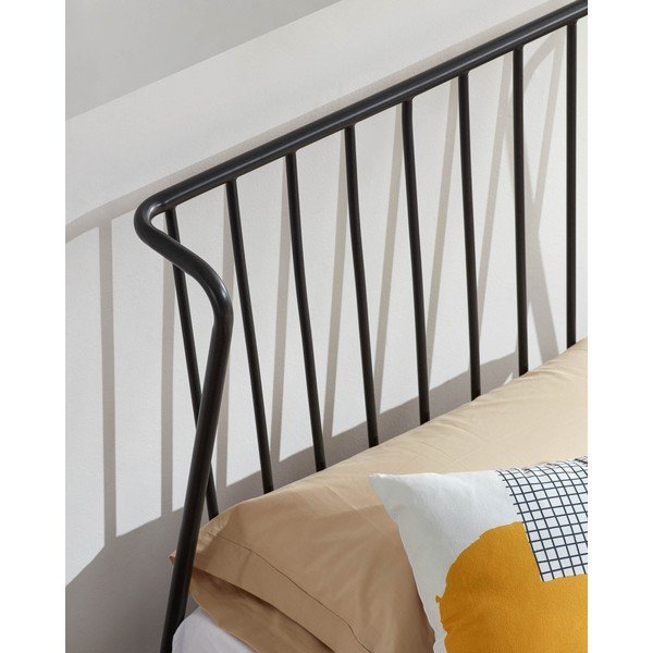 Must metallist voodi , 90 x 190 cm Narlu - Kave Home-image-4