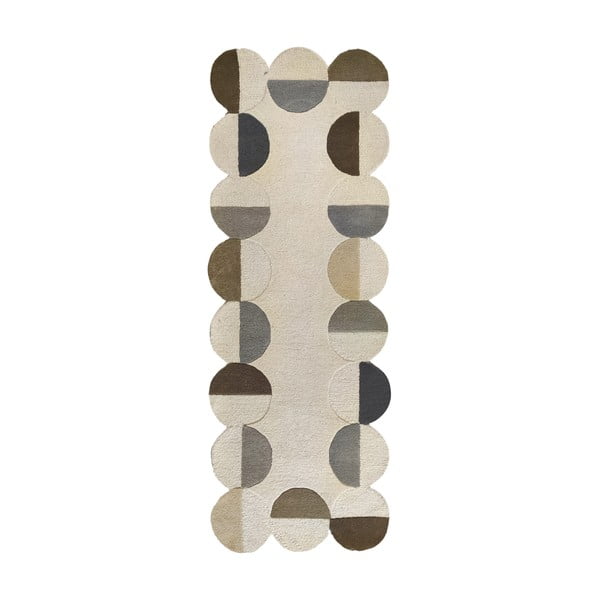 Hallikasbeež käsitsi kootud villane vaip 80x230 cm Mia Scallop Frame - Flair Rugs