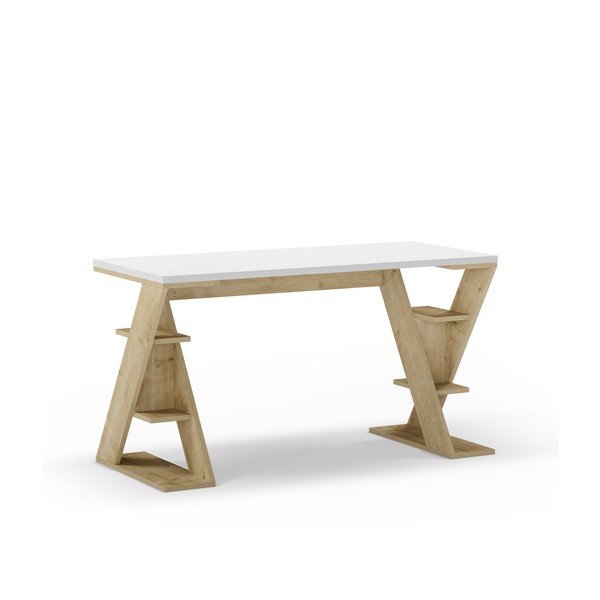 Valge tasapinnaga töölaud 60x137 cm Butterfly - Marckeric-image-2