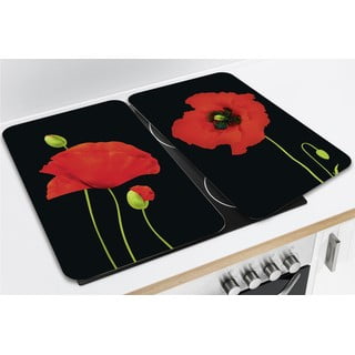 Karastatud klaasist pliidikatte komplekt 2 tk 52x30 cm Poppy - Maximex