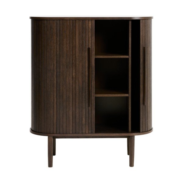 Tammepuust kapp lükandustega tumedas naturaalses värvitoonis 100x118x40 cm Meta - Unique Furniture-image-3