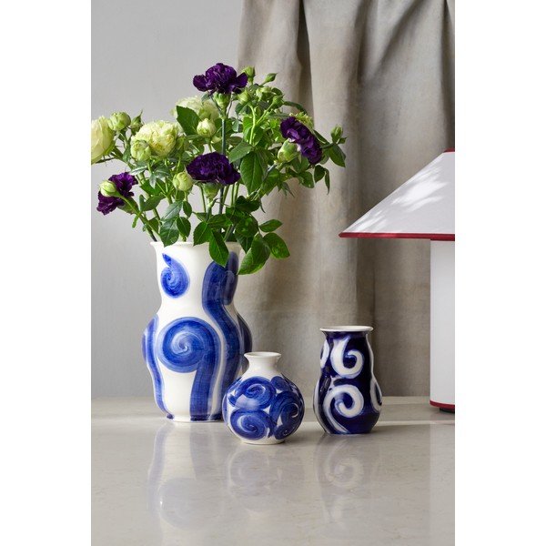 Sinine käsitsi maalitud keraamiline vaas Tulle - Kähler Design-image-1