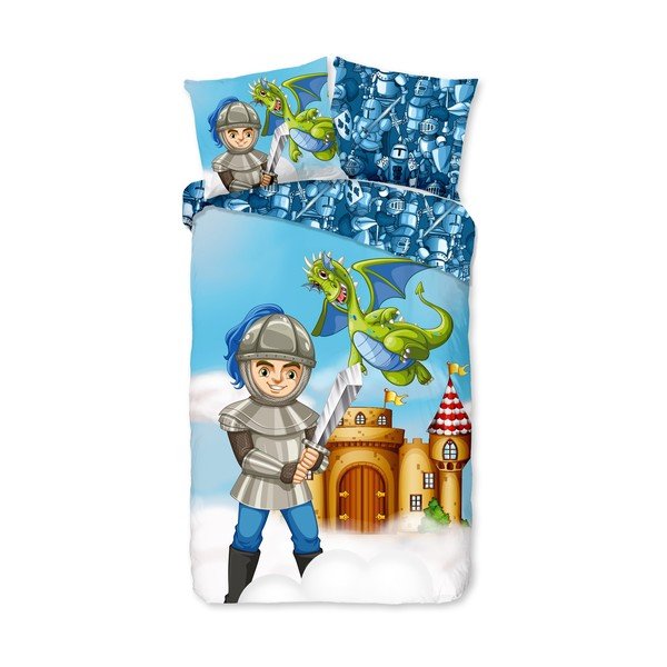 Sinine puuvillane laste pikendatud voodipesu üheinimesevoodile 140x220 cm Knight - Good Morning