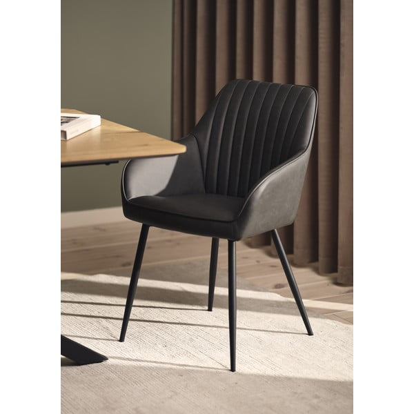 Tumehallid käetugedega kunstnahast söögitoolid 2tk komplektis Nolan Stripe - Unique Furniture-image-1