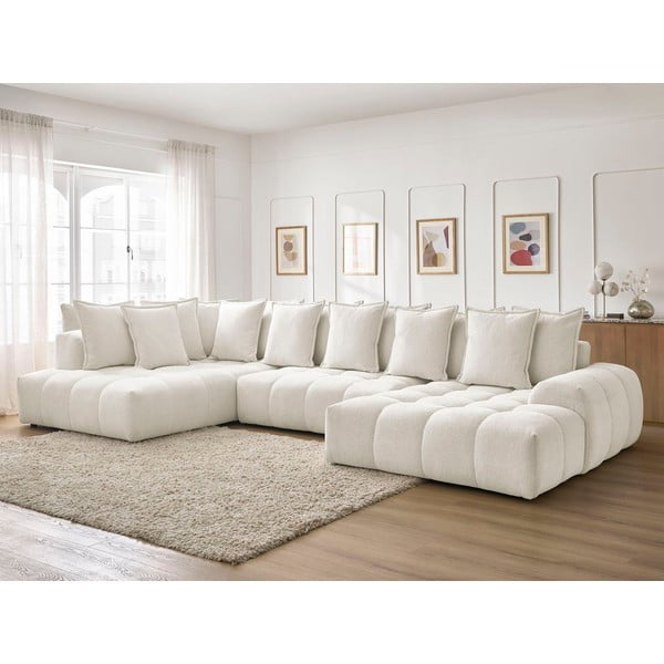 Valge šenilldiivanvoodi/panipaigaga nurgadiivan (vasak nurk/U-kujuline) Everest - Bobochic Paris-image-1