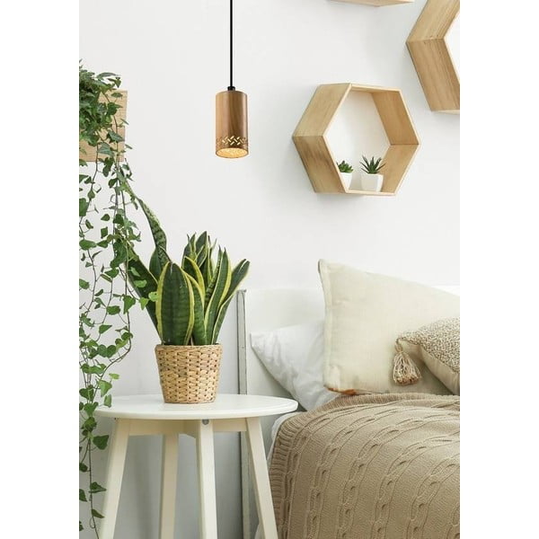  Must rippvalgusti puidust lambivarjuga ø 7 cm Tubo – Candellux Lighting-image-1