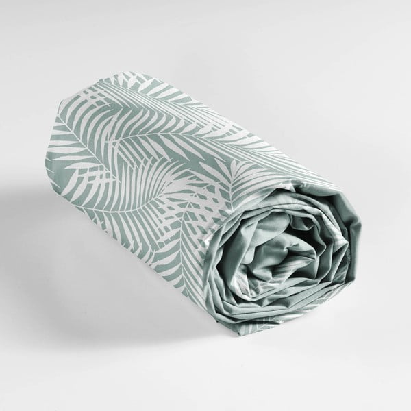 Valge-roheline puuvillane kummiga lina 90x190 cm Botania - douceur d'intérieur-image-3