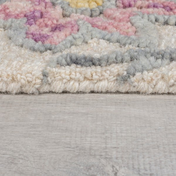 Kreem käsitsi kootud villane vaip 200x290 cm Tania Floral - Flair Rugs-image-4